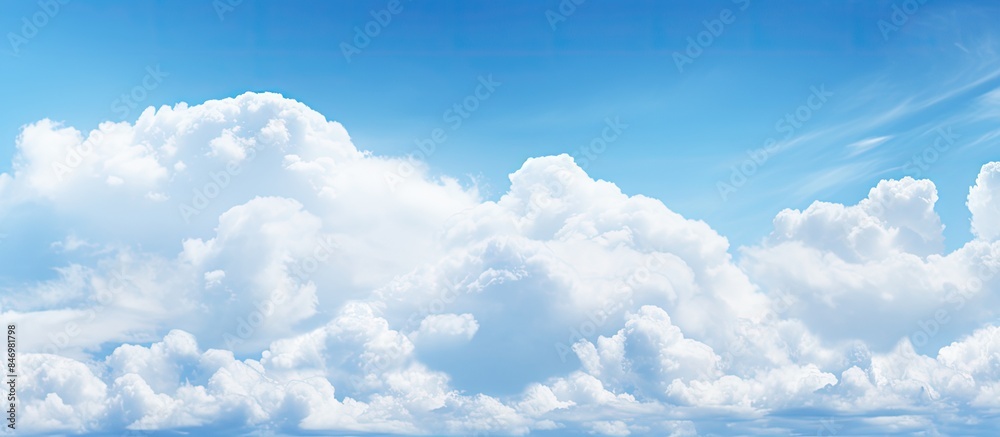 Aufkleber Clouds floating in the sky over a body of water, enhancing the natural scenic view with their varying shapes and patterns. with copy space image. Place for adding text or design