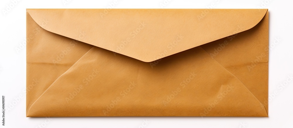 Poster A simple brown paper envelope placed on a plain white background. with copy space image. Place for adding text or design