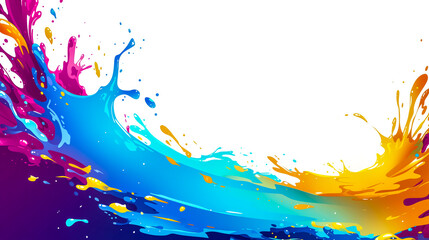 Fototapeta premium Vibrant and Colorful Liquid Splash on White Background with Dynamic Abstract Design