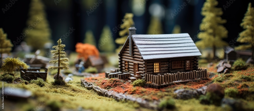 Leinwandbilder cosy wooden cabin surrounded by lush green trees in a secluded forest setting under dappled sunlight