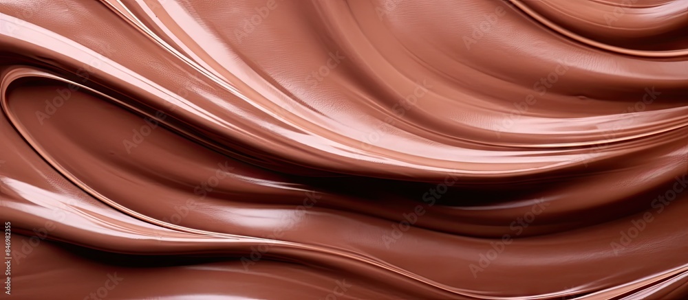 Fototapete Soft chocolate swirls being mixed into a rich chocolate sauce with selective focus on smears for a textured background. with copy space image. Place for adding text or design