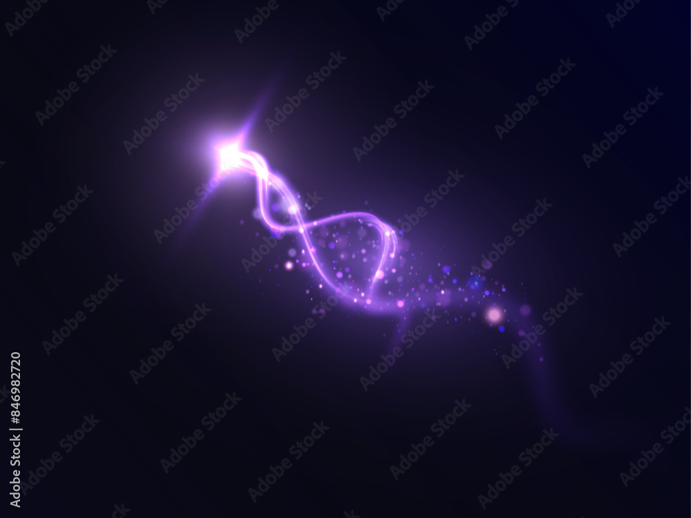Poster purple glow effect with stars, magical energy. magical design for fairytale illustration. wake vorte
