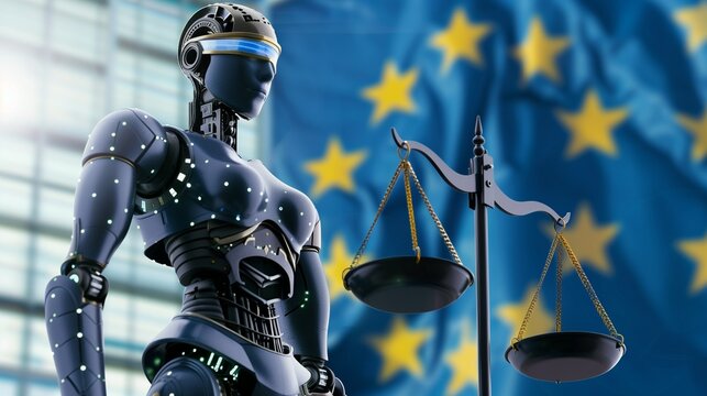 A stack of documentation on a wooden table with written AI regulation, highlighting EU laws and policies aimed at ensuring AI safety and ethical standards in technology development.