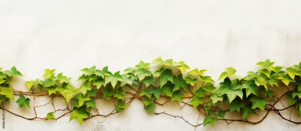 Leinwandbilder lush green plants cover a wall in close-up view, creating a natural and vibrant display. with copy s