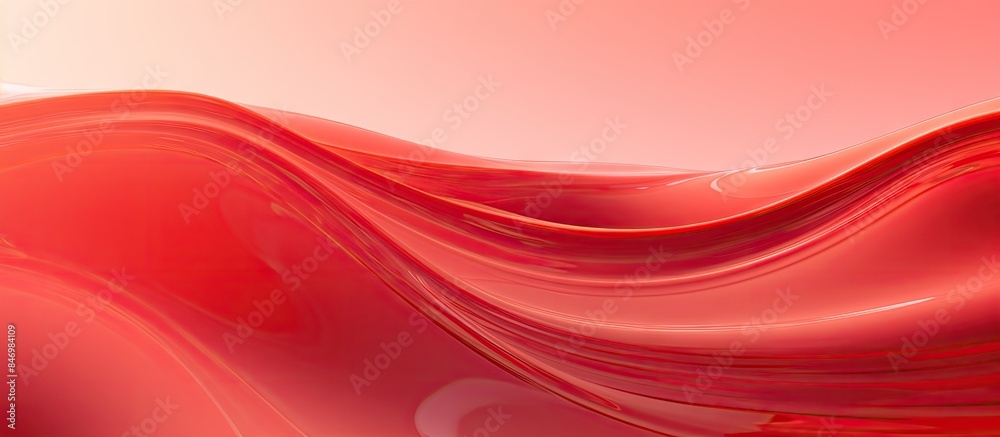 Poster Red liquid smoothly cascades down a background of textured wallpaper, creating a striking visual effect. with copy space image. Place for adding text or design