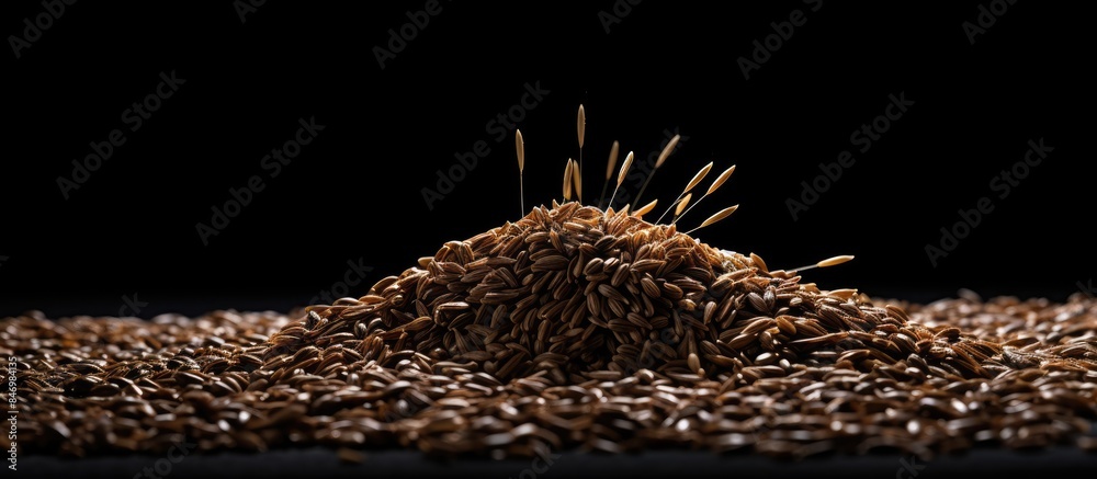 Leinwandbilder a mound of wholesome brown rice with a sprinkling on top for added flavor and texture. with copy spa