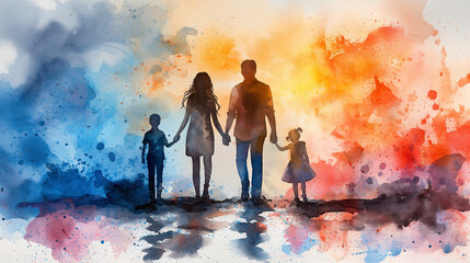 Watercolor family clipart