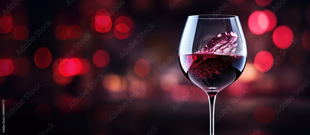 Poster A detailed view of a glass filled with red wine, showcasing the elegant color and texture of the liquid. with copy space image. Place for adding text or design