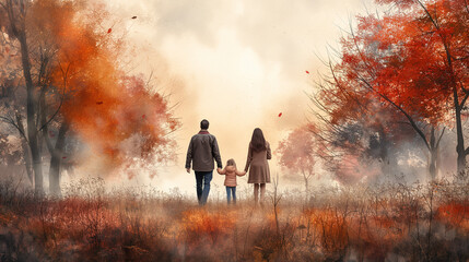 Fototapeta premium Watercolor family clipart