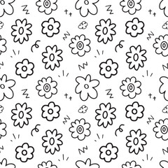 flower doodle hand drawn with line seamless pattern background for wrapping and wallpaper