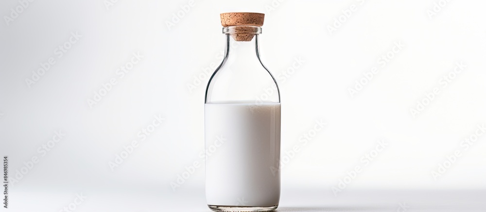 Aufkleber Close-up view of a bottle of milk featuring a cork stopper. with copy space image. Place for adding text or design