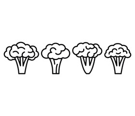 broccoli icons symbol vector design simple line flat black white colors illustration sets