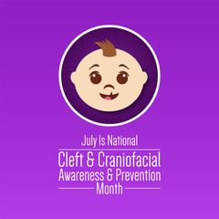 National Cleft and Craniofacial awareness and prevention month is observed every year in July. Banner poster, flyer and background design. vector illustration