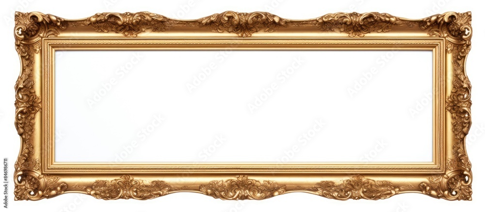 Leinwandbilder Gold picture frame isolated on a plain white background for a clean and classic look. with copy space image. Place for adding text or design