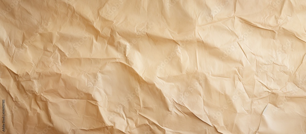 Aufkleber Crumpled used parchment paper with abstract rough light brown texture. with copy space image. Place for adding text or design