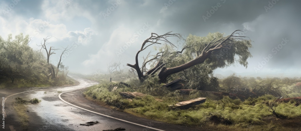 Poster truck with rugged tire navigating a dusty road amid flames. with copy space image. place for adding 