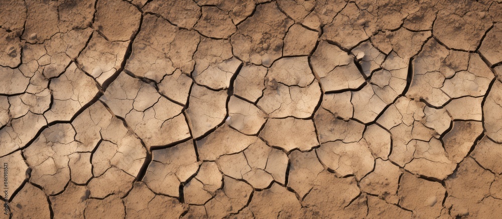 Poster close up of a cracked wall with a small plant sprouting from it, set against a barren wasteland back