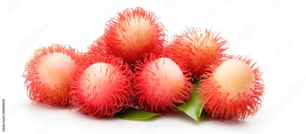 Aufkleber A detailed view of a cluster of ripe red fruits surrounded by fresh green foliage. with copy space image. Place for adding text or design