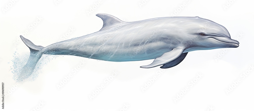 Poster risso's dolphin, scientifically known as grampus griseus, showcases a lengthy nose and tail. with co