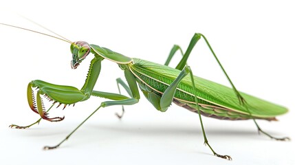 European mantis or praying mantis isolated on white background : Generative AI