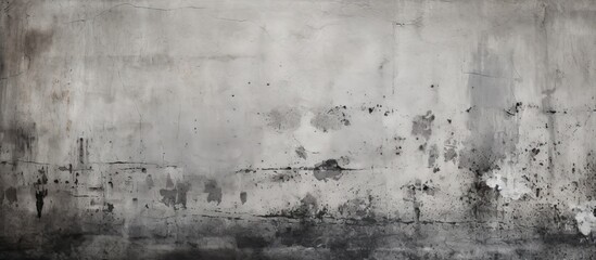 Fototapeta premium A weathered grey concrete wall with an integrated fire hydrant in close view, showcasing a worn and gritty texture. with copy space image. Place for adding text or design