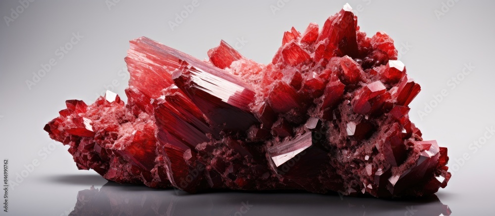 Leinwandbilder Close-up view of a group of red crystals clustered together on a plain white surface. with copy space image. Place for adding text or design