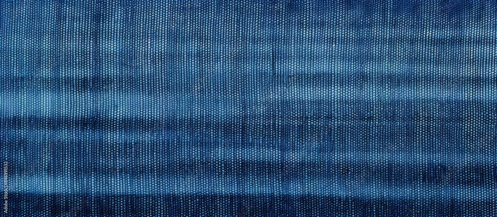 Aufkleber Blue fabric with pattern seen up close, displaying intricate textures and design details. with copy space image. Place for adding text or design