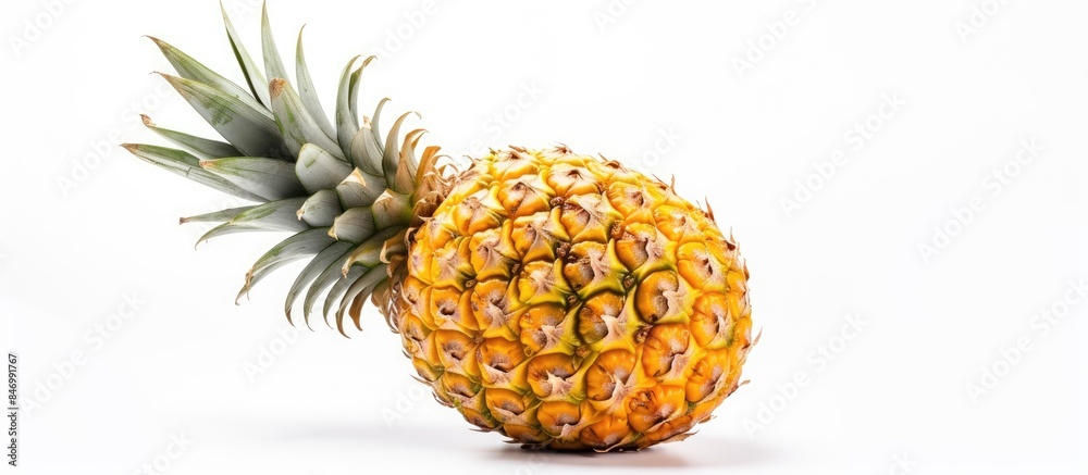 Leinwandbilder ripe pineapple fruit placed on a plain white background. with copy space image. place for adding tex