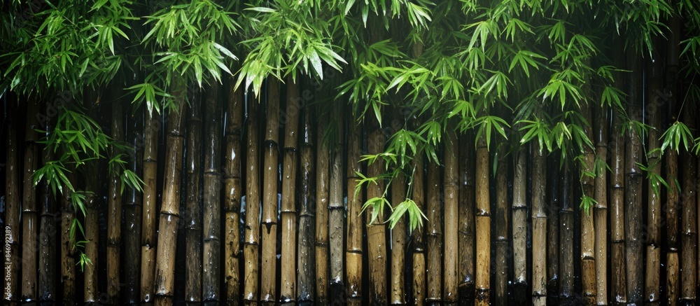 Leinwandbilder tall bamboo plants flourishing in a vibrant forest setting surrounded by water, creating a serene an
