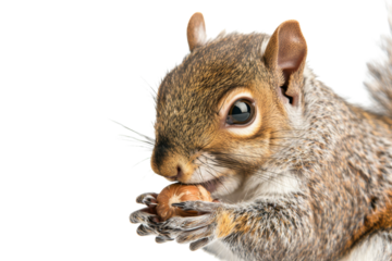 Adorable close-up of a squirrel holding a nut in its paws. Perfect for wildlife and nature-themed projects or educational materials.