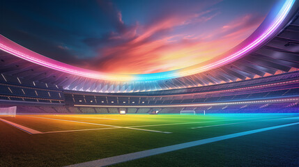 The Football stadium at night with colorful isolation, Illustration