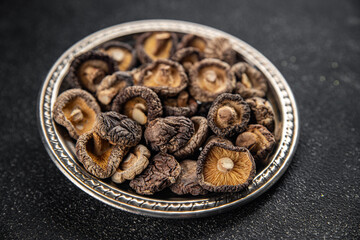 shiitake mushroom dried food meal on the table copy space food background rustic top view