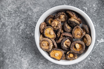shiitake mushroom dried food meal on the table copy space food background rustic top view