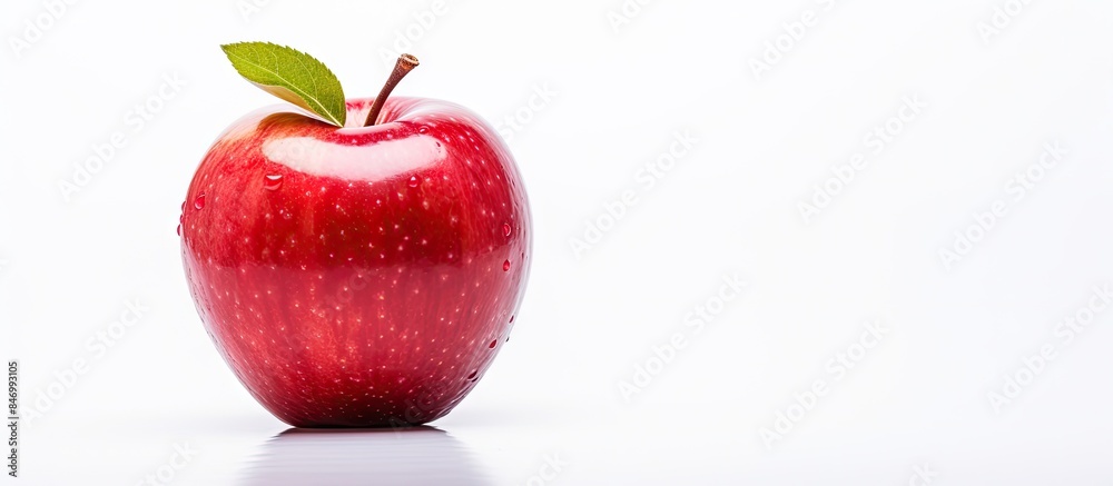 Aufkleber fresh red apple with a green leaf, isolated on a clean white background for a vibrant display. with 