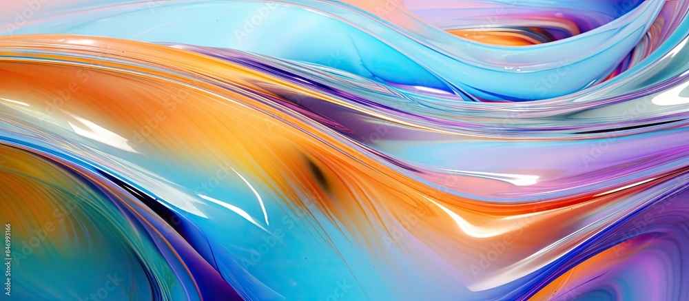 Aufkleber Vibrant abstract swirl set against a blue background, creating a mesmerizing artistic display. with copy space image. Place for adding text or design