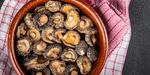 shiitake mushroom dried food meal on the table copy space food background rustic top view