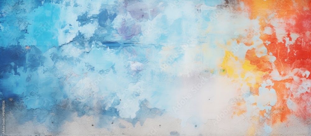Aufkleber Vibrant abstract cloud artwork adorning a stark concrete surface. with copy space image. Place for adding text or design