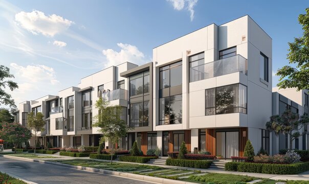 Contemporary 3 story linear townhouses