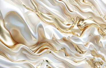 Fototapeta premium Abstract background with a marble texture and golden lines, an elegant wallpaper design for wall painting in white color with a wavy pattern. Created with Ai