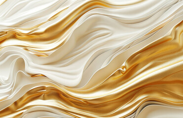 Obraz premium 3D wallpaper with white and golden lines, marble texture. Created with Ai