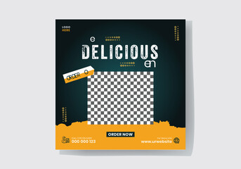 Fast food business marketing social media post or Flyer template, Restaurant social media post design