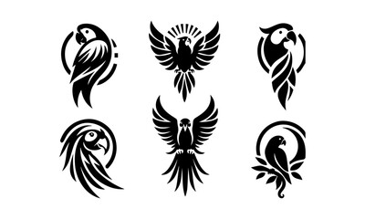 UntitledpARROT TATOO SILHOUETTE VECTOR LOGO ICON IN BLACK AND WHITE , PARROT TATOO-50