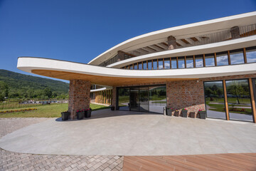 Modern new hotel outdoor entrance area