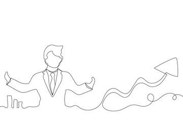 Sketch outline concept minimal business man in drawing continuous line art. male business success talent hand drawn with white ioslated background. Abstract,vector,illustration.