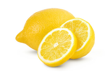 Ripe lemon half isolated on white background with full depth of field.