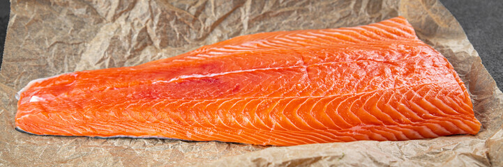 salmon fresh fillet raw red fish seafood meal on the table copy space food background rustic top view