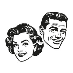 Vintage style illustration of a happy couple.