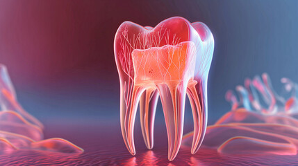 Abstract 3d red wireframe scan of tooths human  futuristic background diagnosis of the human teeths