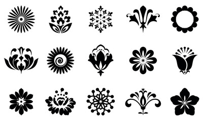 Flowers icon set. Flowers isolated on transparent background. Flowers in modern simple. Cute round flower plant nature collection. Vector illustrator
