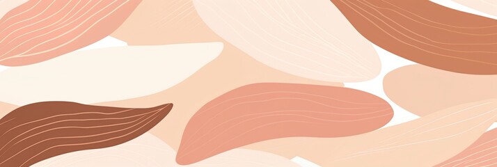 A stylish boho pastel abstract pattern featuring organic shapes and soft pastel colors. This design is with wavy beige and brown lines.